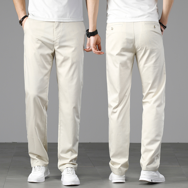 Tencel White Business Casual Pants for Men 2026 New Straight-Leg Pants Off-White Dress Pants Summer Thin Men's Pants