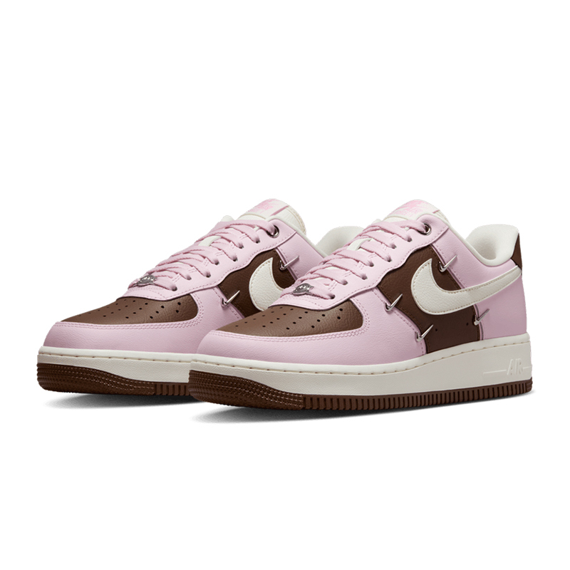 Nike/Nike Air Force 1 Af1 Pink Brown Mocha Four Small Swooshes Low-Top Casual Sneakers Io7595-211 Nike/Nike Air Force 1 Af1 Pink Brown Mocha Four Small Swooshes Low-Top Casual Sneakers Io7595-211