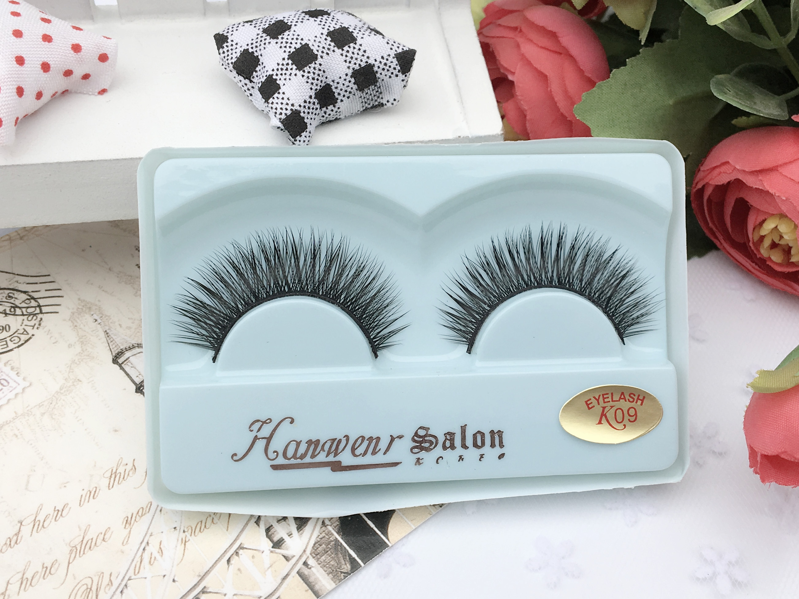 10 cặp lông mi giả dày uốn cong cứng cuống đuôi cô dâu trang điểm dài khoe hai hộp keo - Lông mi giả mi giả dưới