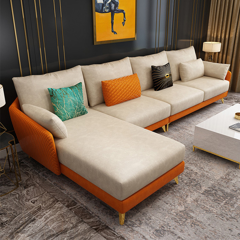 Light luxury post-modern minimalist fabric sofa combination Small apartment net red with the same living room corner technology fabric sofa