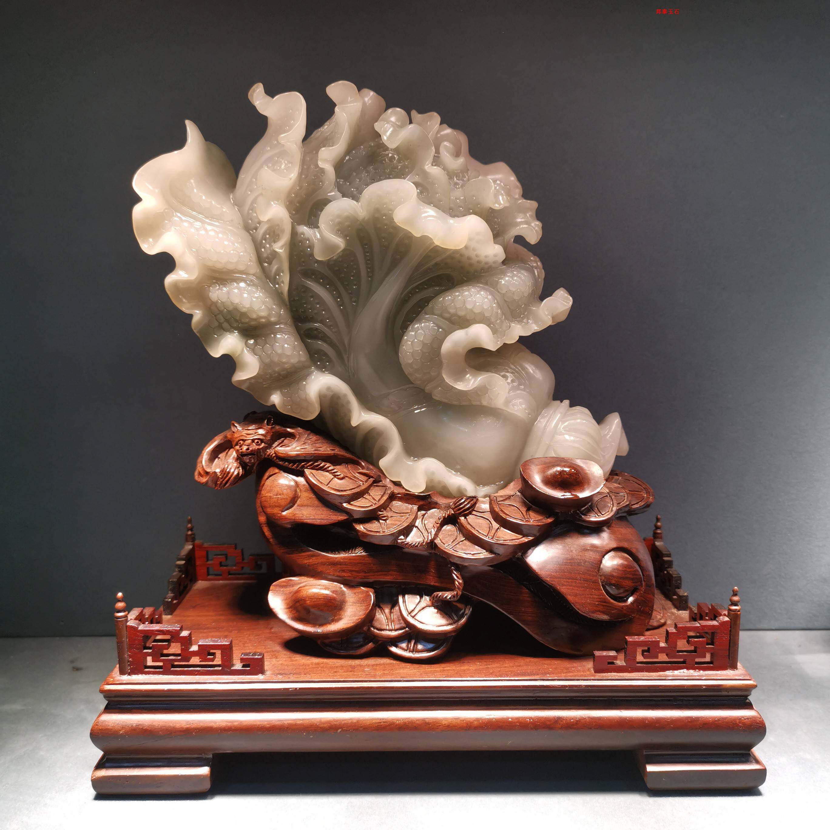 Guilin Chicken Blood Jade Dragon Winning the Stones Jade Sculpture Encounter 100 Caiyuan (jade cabbage) Home Office Feng Shui Feng Shui Swing