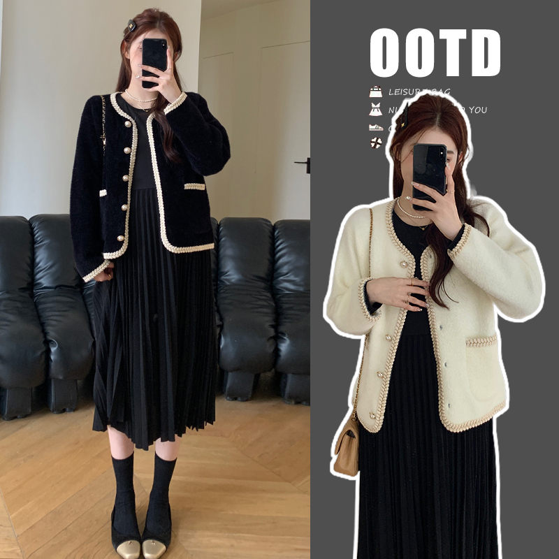 Pregnant women's autumn clothing suit fashion 2023 new fall small fragrant wind jacket 100 pleats dress foreign air trendy autumn and winter-Taobao