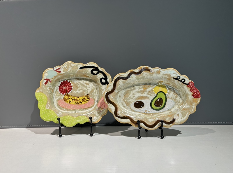 Modern Minimalist Model Room Soft Furnishings Home Decoration Ornaments Desktop Cabinet Art Ceramic Handmade Plate Ornaments