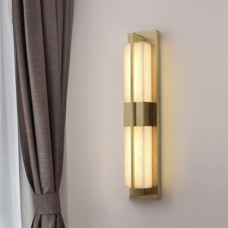 New Chinese Wall Lamp Living Room Background Wall Light Aisle Staircase Balcony Simple Cloud Stone All Copper Wall Lamp Bedroom headlights-Taobao