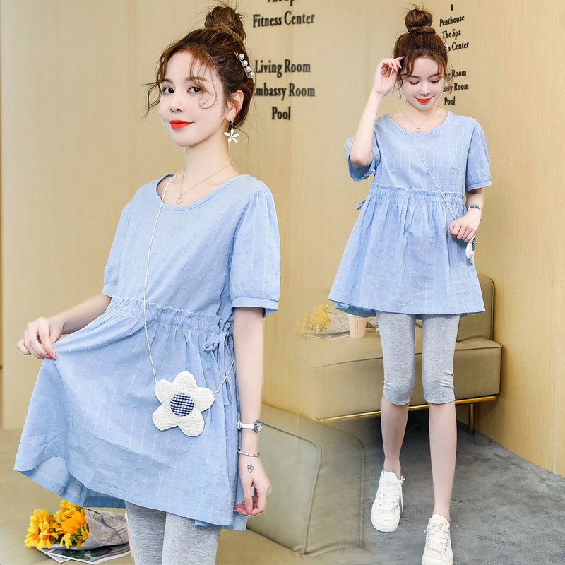 Pregnant Woman Summer Dress Ocean Clothing Online Red Short Sleeve Gestation Woman Dress Summer Suit Spring New Pregnant Woman Dress Summer 2022 New