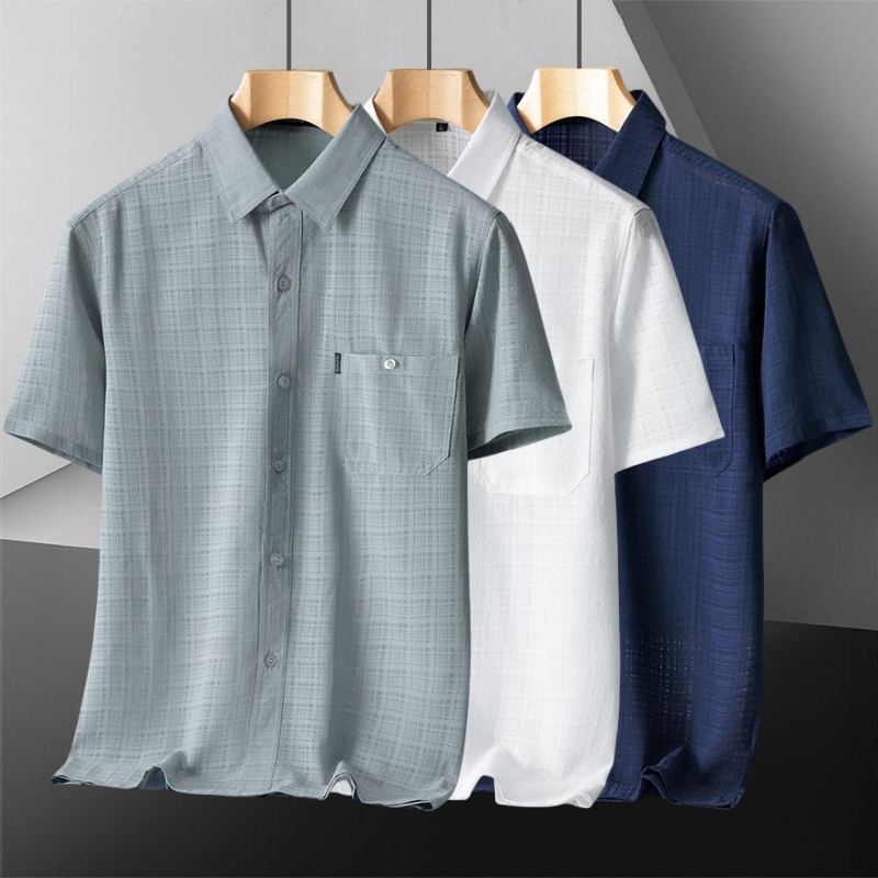Dad's Summer Thin Ice Silk Short-Sleeved Shirt for Middle-Aged and Elderly Men, Grandpa's Cardigan, Loose-Fitting Shirt for Middle-Aged Men Dad's Summer Thin Ice Silk Short-Sleeved Shirt for Middle-Aged and Elderly Men, Grandpa's Cardigan, Loose-Fitting Shirt for Middle-Aged Men