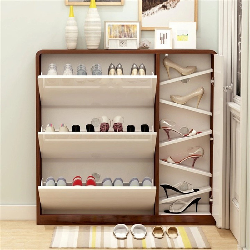 Tipping Shoes Cabinet Ultra Slim 17cm Home Doorway Large Capacity Hyun Closing Cabinet Open Door Modern Lockers Shoe Rack