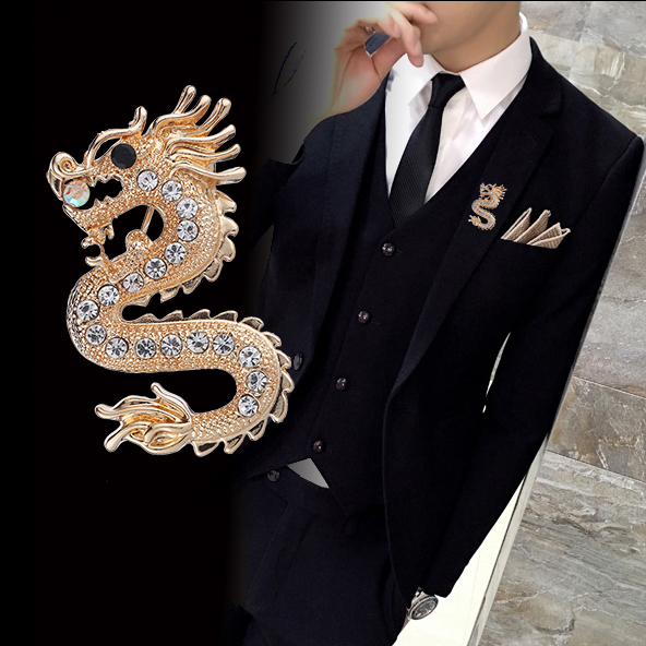 Phiên bản tiếng Hàn của bộ vest nam kim cương flash đơn giản và đơn giản với phù hiệu trâm cài cao cấp retro Trung Quốc cài áo cao cấp
