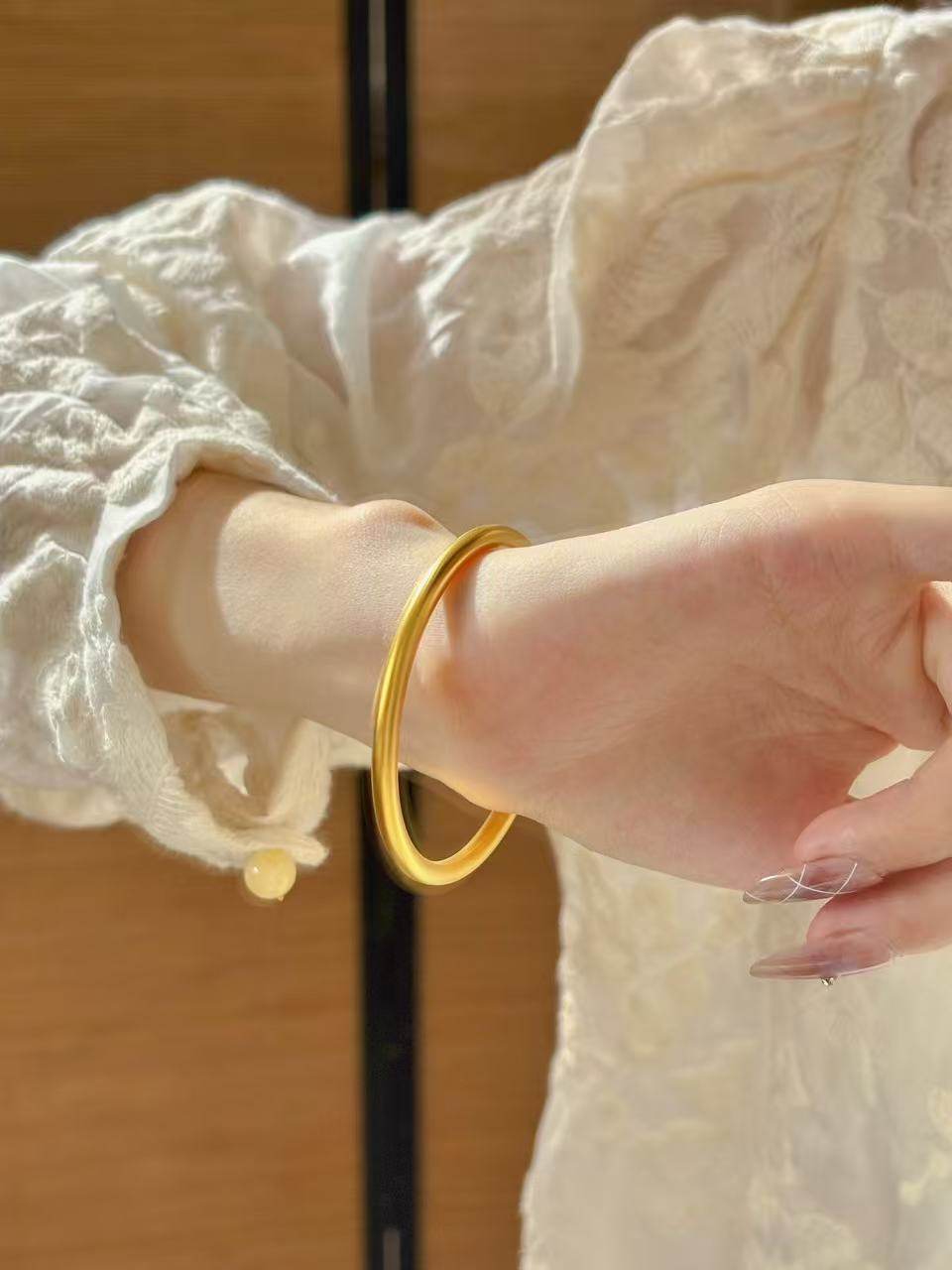 Vietnamesisches Sandgold massives Armband vergoldet