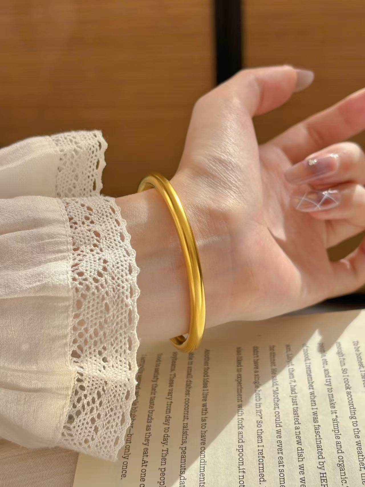 Vietnamesisches Sandgold massives Armband vergoldet