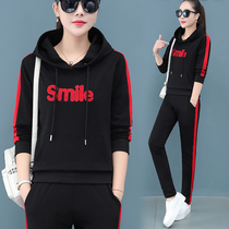 Sweatshirt Sports Set Women Spring and Autumn 2021 New Size Fashion Tide Slimming Age Leisure Running Two Piece Set