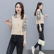 Sweatshirt female spring and autumn thin model 2021 New Fashion simple foreign atmosphere age slim Joker hooded fashion top