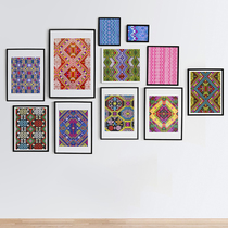 Retro 10-inch painting creative table hanging wall Zhuang hanging painting Guangxi Zhuang brocade style embroidery fabric decorative mural