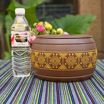 Large Guangxi Pattern Heritage Qinzhou Intangible Cultural Heritage Nixing Pottery Culture Zhuang Brocade Business Gift Tea Can