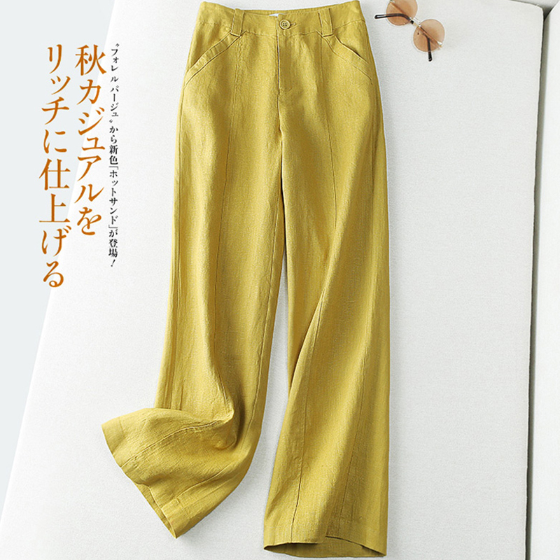 Cotton and Linen Wide-Leg Pants for Women, 2026 New Summer Thin Linen Casual Pants for Petite Women, Straight-Leg Trousers