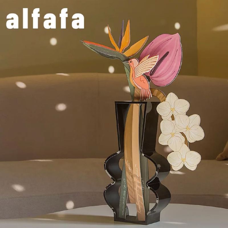 Alfafa Air Suspension Contour Vase Entrance Hall Living Room Acrylic Atmosphere Ornament Home Fashion Gift