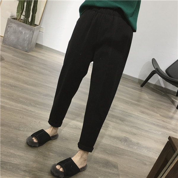 Đề nghị nhà gạo tốt! Đàn hồi eo dày len mỏng chân thường quần đường kính chín điểm quần harem quần baggy nữ