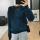 ຜະລິດຕະພັນລະດູໜາວໃໝ່ JU soft and waxy white 5-color round neck loose knit sweater thick pullover bottoming shirt top