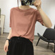 Fine rice custom summer new basic comfortable skin-friendly loose round neck solid color short-sleeved linen T-shirt V-neck top