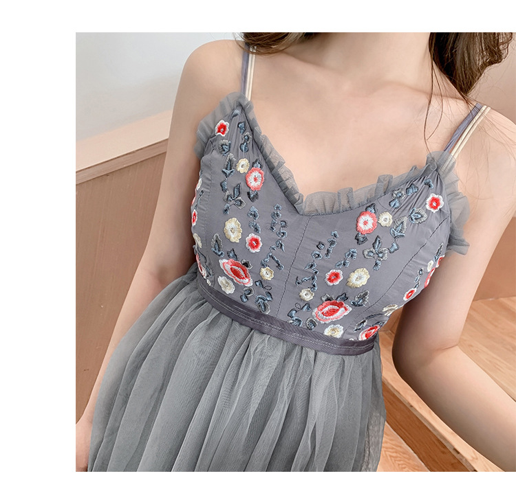 Váy lưới nhỏ gạc phụ 155 khí chất cổ tích nước hoa nhỏ 150cm váy treo ngắn cao Gao Jiao mùa hè nhỏ của phụ nữ - Váy eo cao đầm body nhún eo