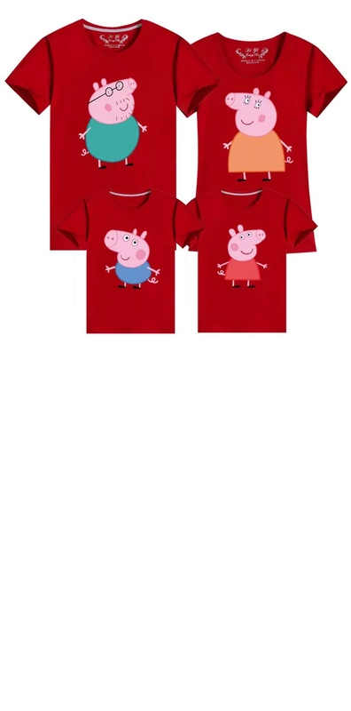 Phiên bản Hàn Quốc của một gia đình gồm ba hoặc bốn gia đình mùa hè đầm bố mẹ cotton con ngắn tay áo thun mùa hè của mẹ Peggy