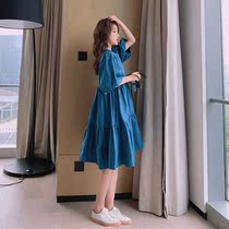 Super fairy little sweet Mori doll skirt female summer ins French retro bubble sleeve A first love dress