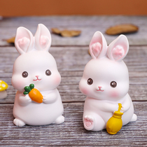 Meng girl heart cartoon bunny home bedroom desktop bookcase decoration resin Japanese healing small ornaments