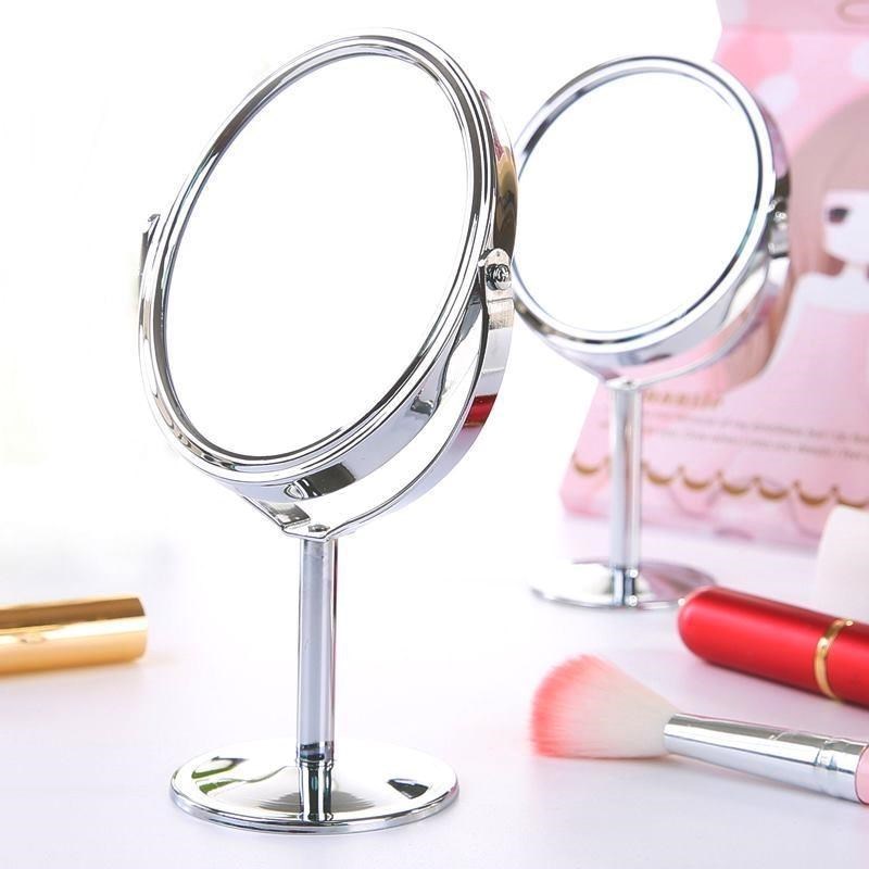 Beautiful makeup bench mirror with small desktop lizable brocade Home O-S-style portable number photo single female round