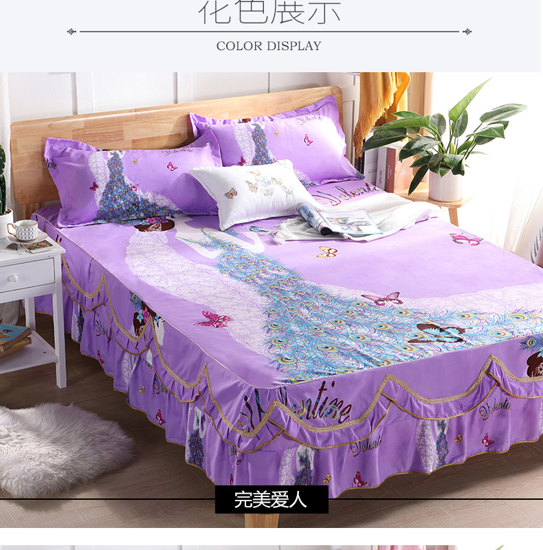 Váy ren đỏ chăn bông bốn bộ set đồ cộng với váy ngủ bed bed bed set cotton cotton công chúa gió đơn giản - Váy Petti drap giường có viền