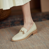 Orange Peel CHEN Mi White Genuine Leather Single Shoes Woman 2022 Spring new Inn small leather shoes women with Lefoe shoes