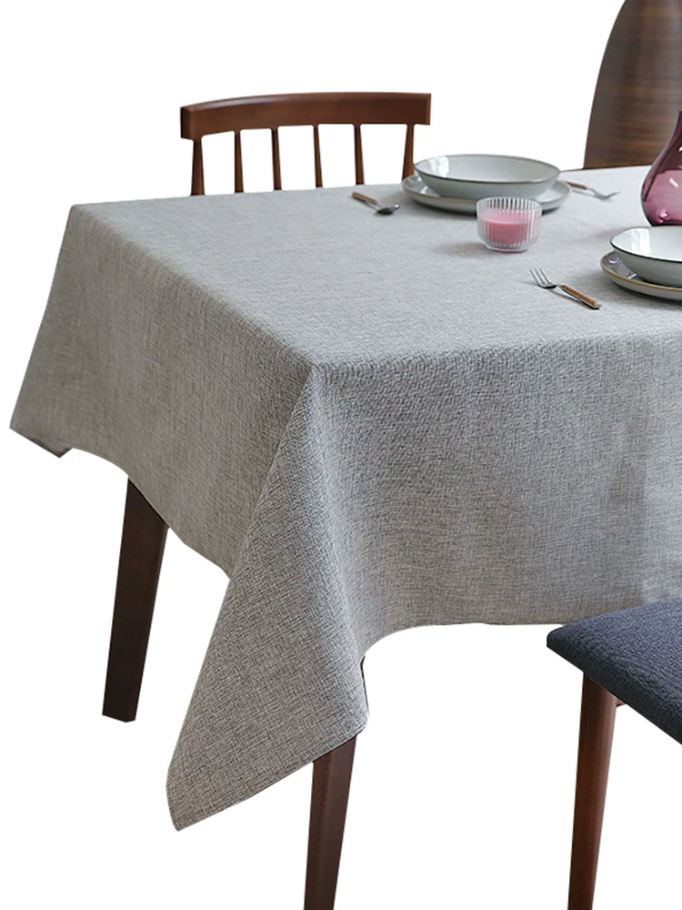 Nordic retro style solid color waterproof tablecloth light luxury high-end rectangular tablecloth round table tablecloth coffee table cover