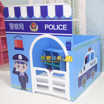 Kindergarten police station themed playhouse early education center area childrens painted doll house simulation scene toys