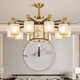 Song-Style Aesthetic New Chinese-Style Living Room Chandelier, All-Copper Solid Wood Main Light, Chinese-Style Villa Lobby, Dining Room, Study Lighting Fixtures