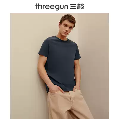 Three gun men short sleeve 2021 summer new products Xinjiang cotton cool sense breathable round neck bottom men's T-shirt