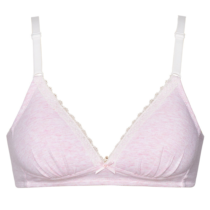 Three shots Bailian cotton three-stage no-rims student development period thin mold cup girl bra