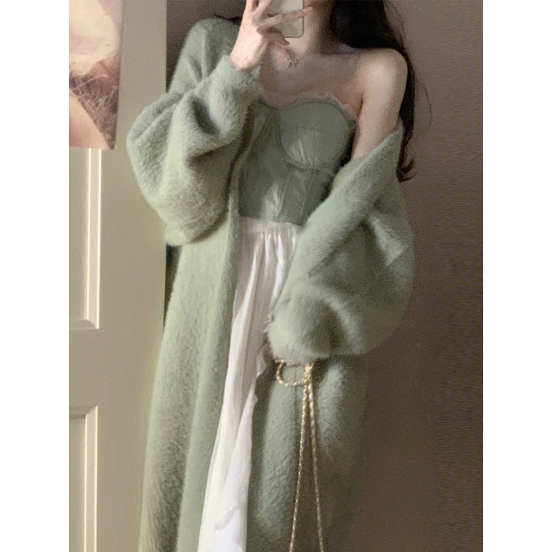 Mink Velvet Sweater Coat for Women, Loose and Lazy Style, Mid-Length, Gentle Wear, Knitted Cardigan, Bathrobe, Coat for Autumn and Winter