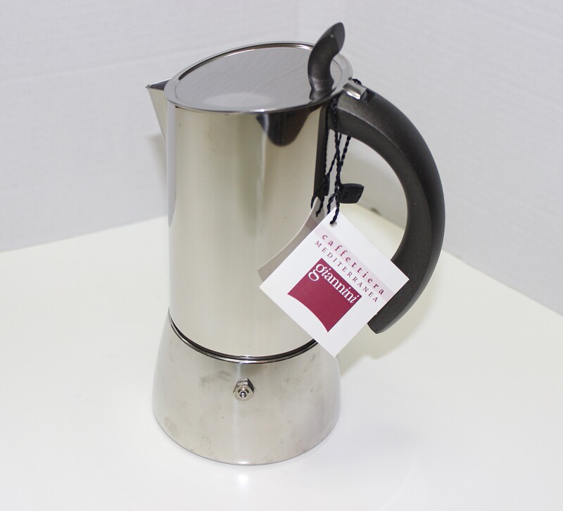 Italian Life Museum Giannini Mortise Flip Stainless Steel Bileti Mocha Coffee Pot with