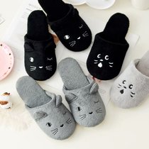 Autumn and winter Japanese cute cat non-slip indoor floor tow couple male and female home warm cotton slippers