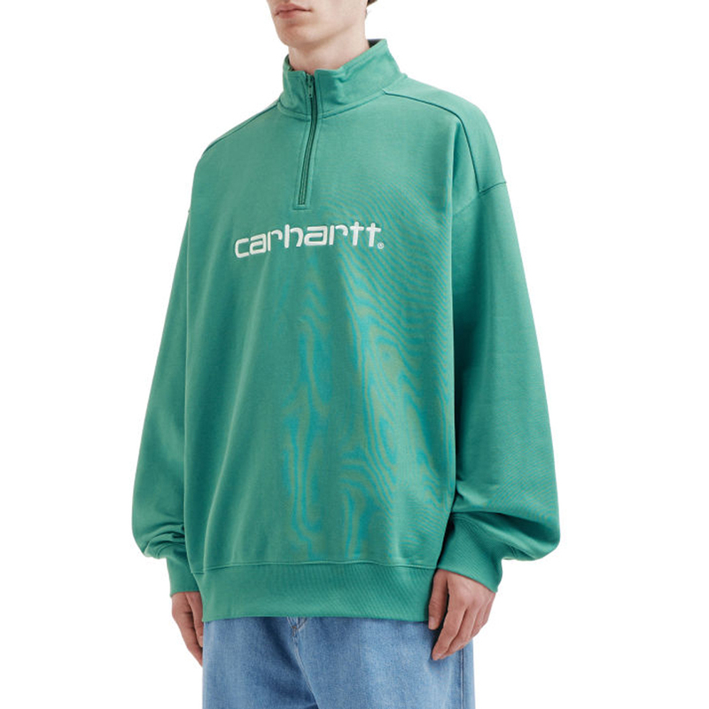 Carhartt Wip 26Ss Men's Carhartt Half-Zip Sweatshirt with Stand Collar and Letter Embroidery, Loose Fit 251045Q Carhartt Wip 26Ss Men's Carhartt Half-Zip Sweatshirt with Stand Collar and Letter Embroidery, Loose Fit 251045Q