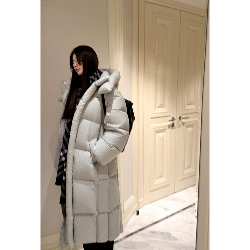 Lucc Studio "Silver Gray Frost Snow" Northeast High-Fill down Deep Winter Extra Thick Long down Jacket for Women