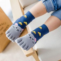 Five-finger socks cartoon baby 7-12-year-old children 1-3 years old children cotton thin summer boy correction mid-tube socks