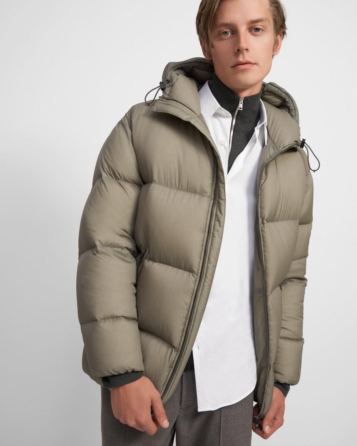 Official website American spot Theory 2022 autumn and winter gray duck velvet long hat down jacket K0977419