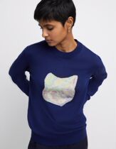 Now Maison Kitsune little fox head print womens same paragraph couple models cardigan round neck long-sleeved top