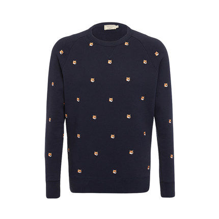 Spot Maison Kitsune Fox Embroidered Women's Round Neck Top Pullover Sweater AU00308KM0001