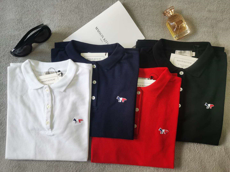Spot Maison Kitsune small fox lapel POLO short-sleeved Paul shirt TRICOLOR FOX PATCH