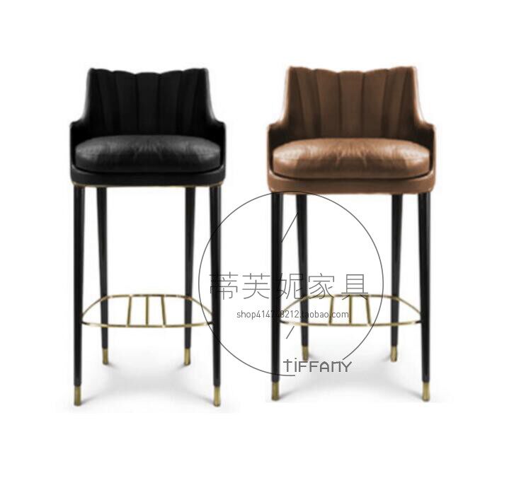 American-style solid wood bar chair bar chair modern minimalist home island chair Nordic hotel front desk chair high chair bar stool