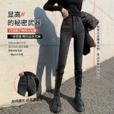 Джинсы, демисезонные эластичные штаны, флисовый карандаш, в обтяжку, 2024 года, высокая талия, по фигуре