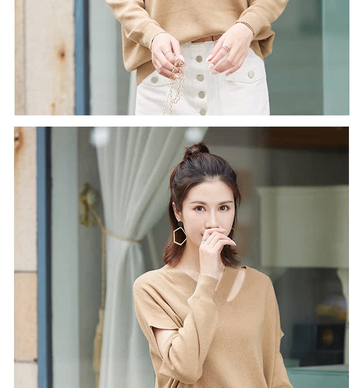 Áo len cổ chữ V màu trơn cho nữ - Áo len cổ chữ V áo len