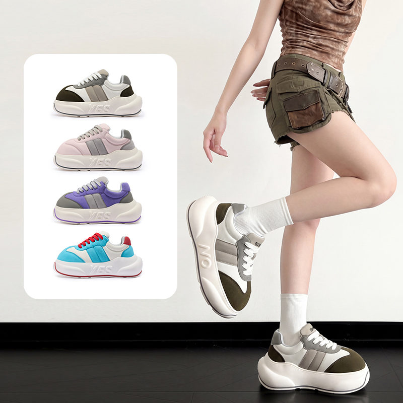 Original Moss Platform Shoes with Tags, Celebrity Style, Retro Casual Sneakers, Height-Increasing Sneakers, Trendy Versatile Running Shoes