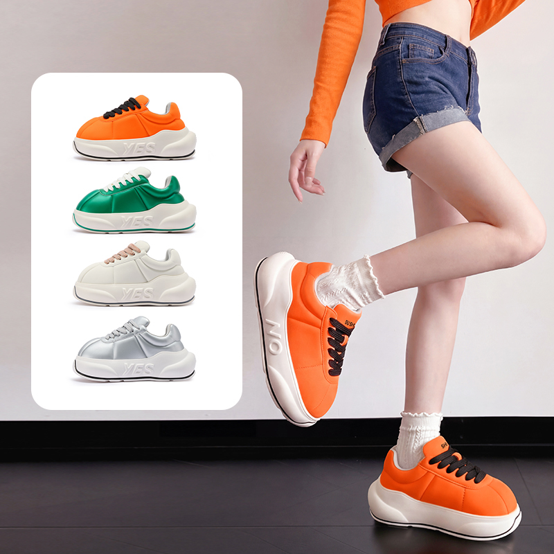 Original Brand Label Orange Retro Casual Sneakers Celebrity Style Height-Increasing Trendy Versatile Running Shoes